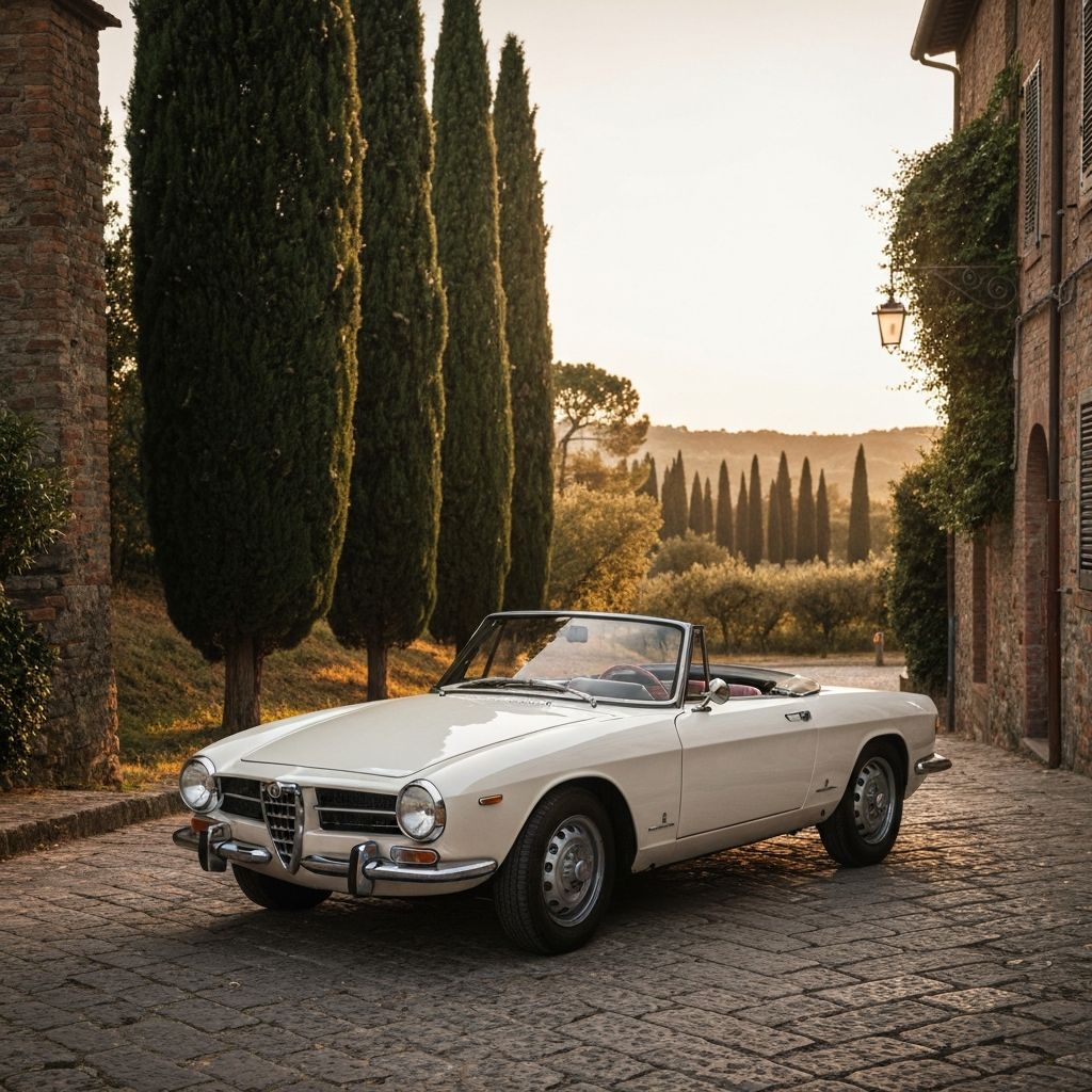 Vintage Italian car detail at a wedding